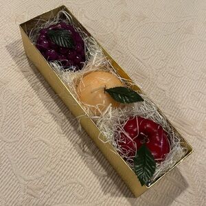 3/$30 SALE!! Fruit Shaped Candle Set in Gold & Red Box